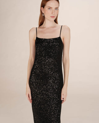 Robe longue sequins noir Tori