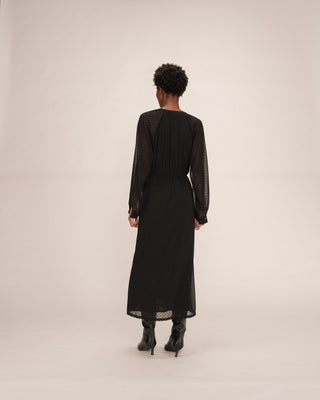 Robe longue a pois noir Thessa