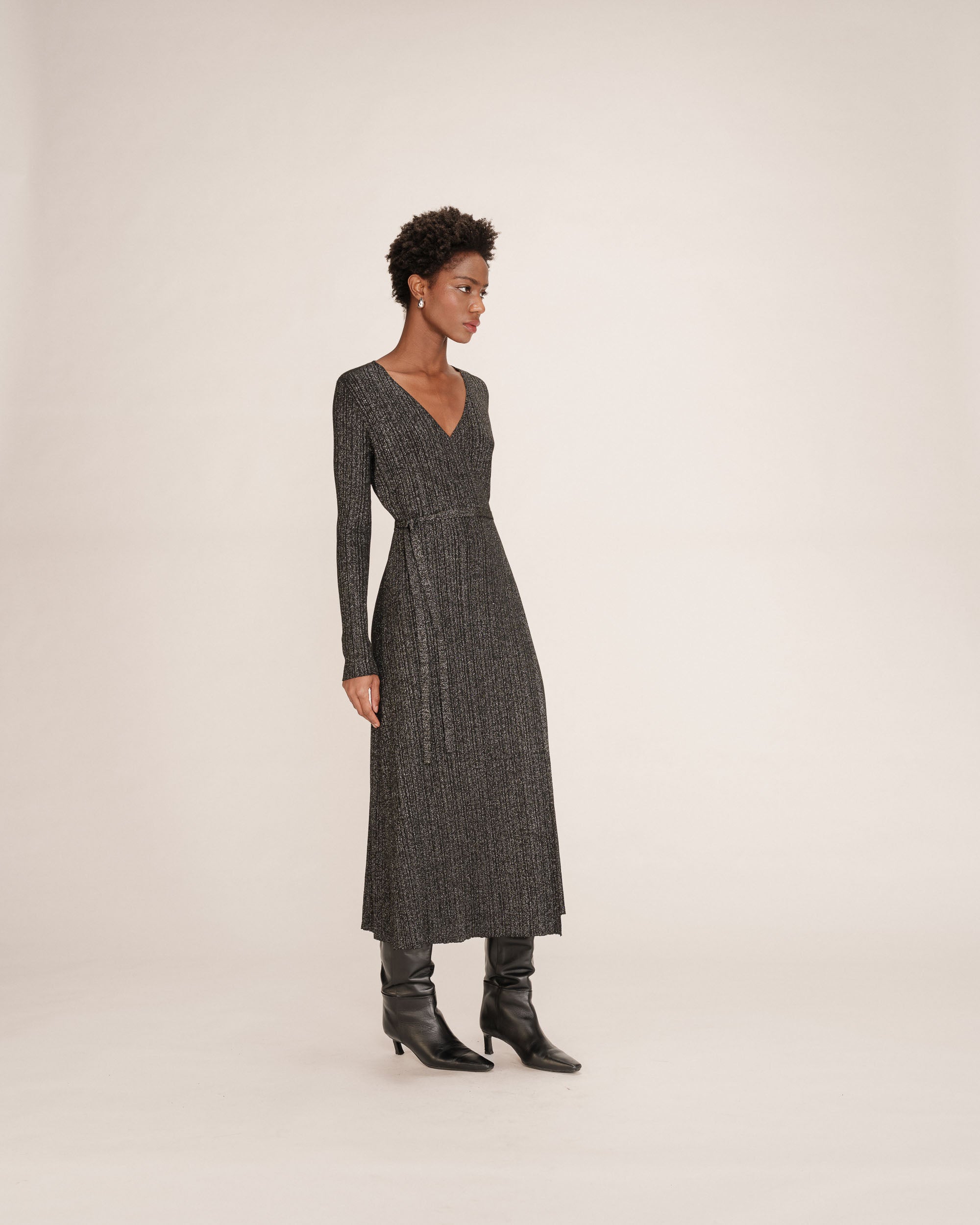 Robe longue en lurex argent Tangerine