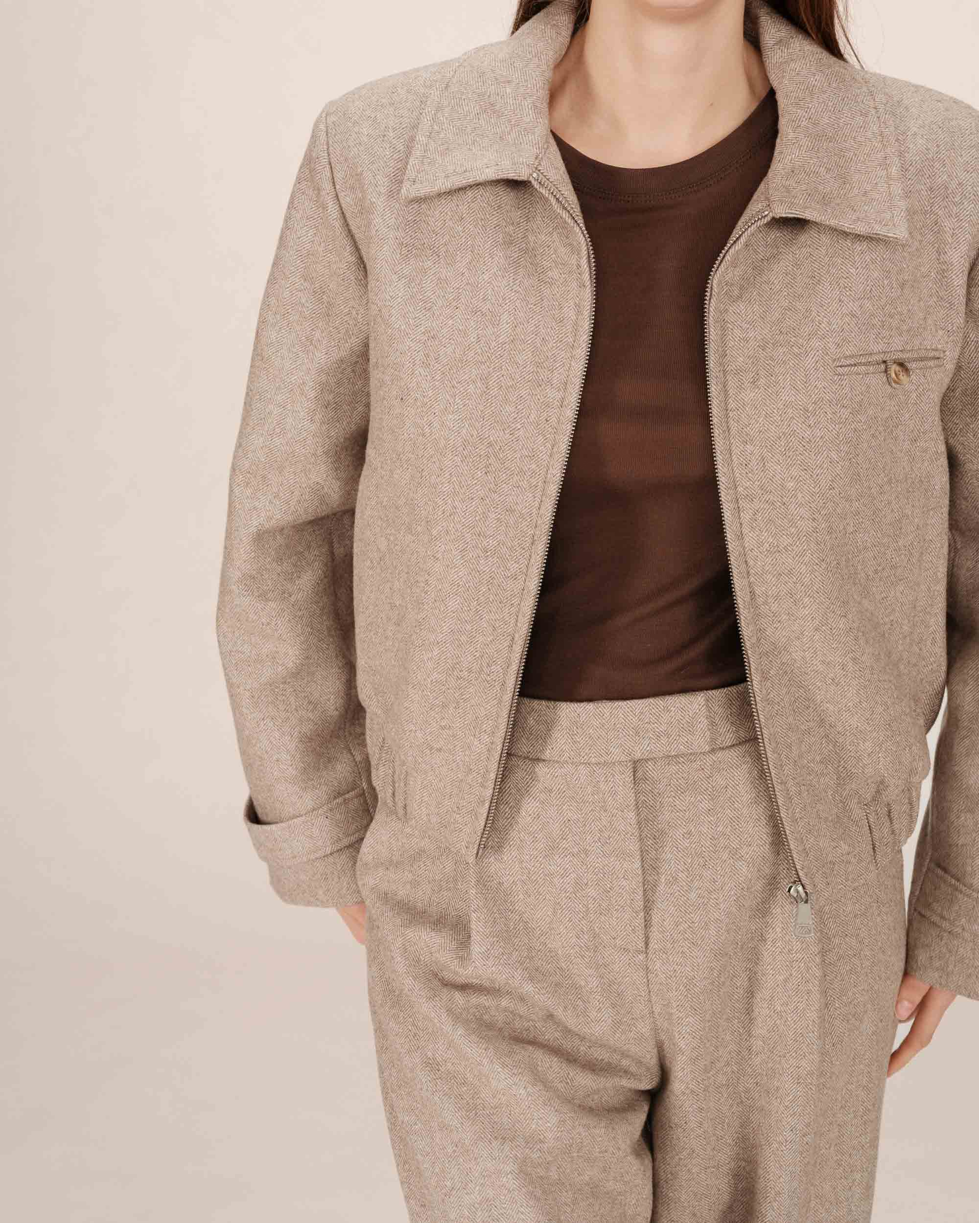 Veste boxy en laine grege Tiffany