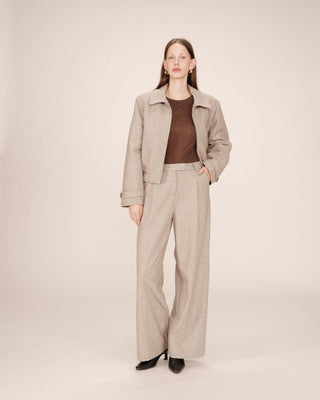 Veste boxy en laine grege Tiffany