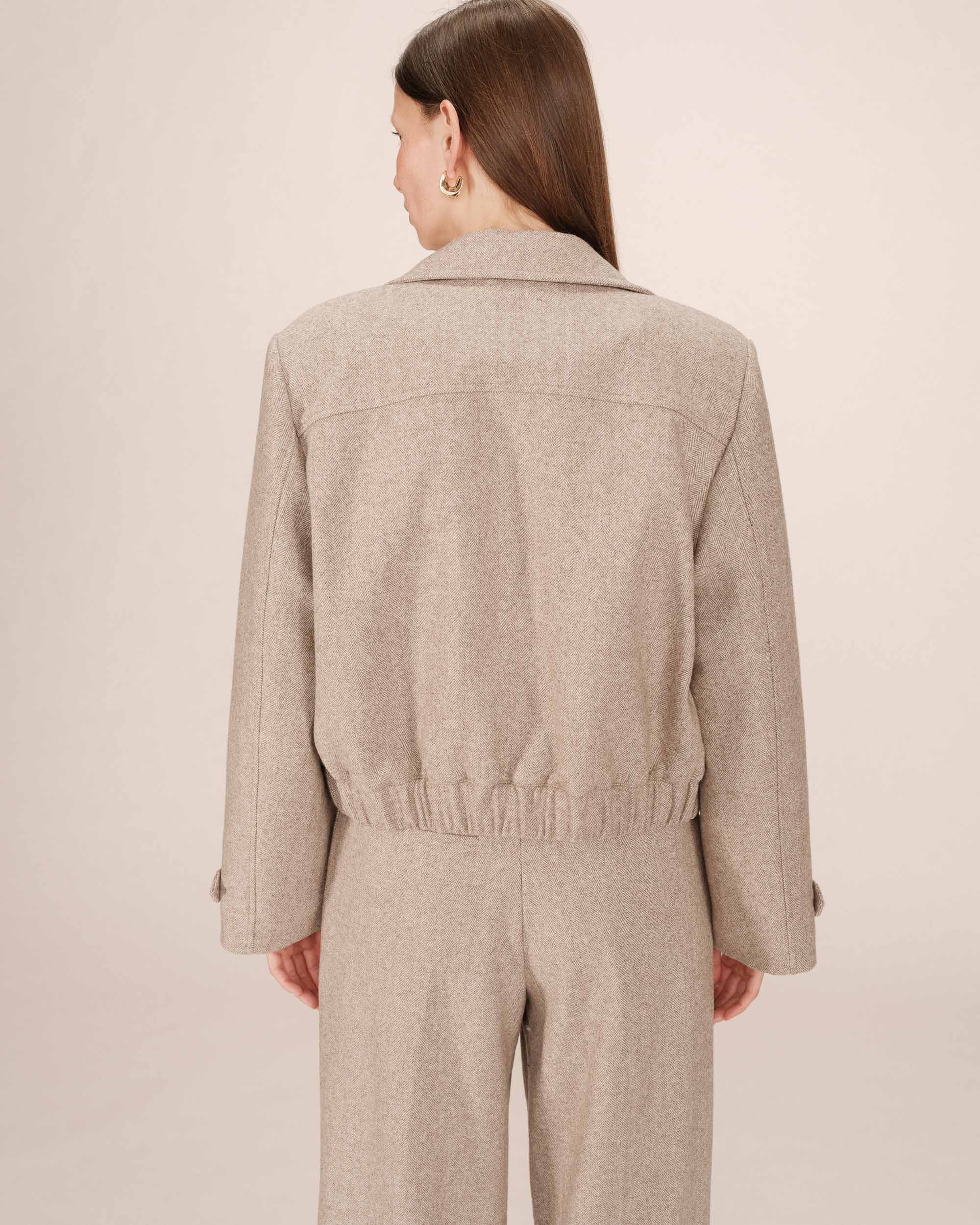 Veste boxy en laine grege Tiffany