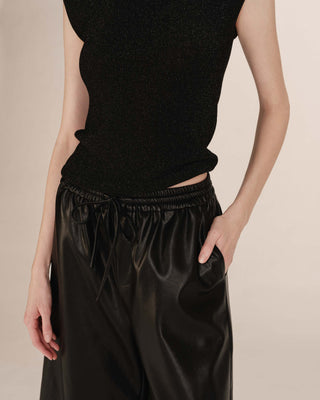 Bermuda en simili cuir noir Tiago