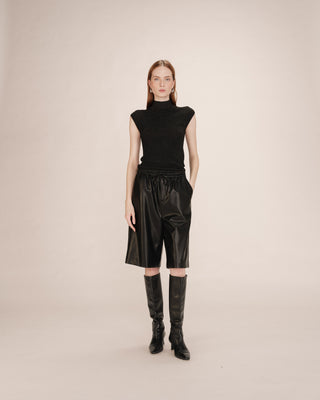 Bermuda en simili cuir noir Tiago