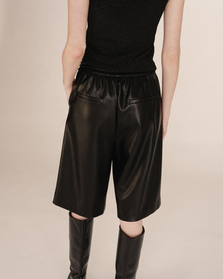 Bermuda en simili cuir noir Tiago