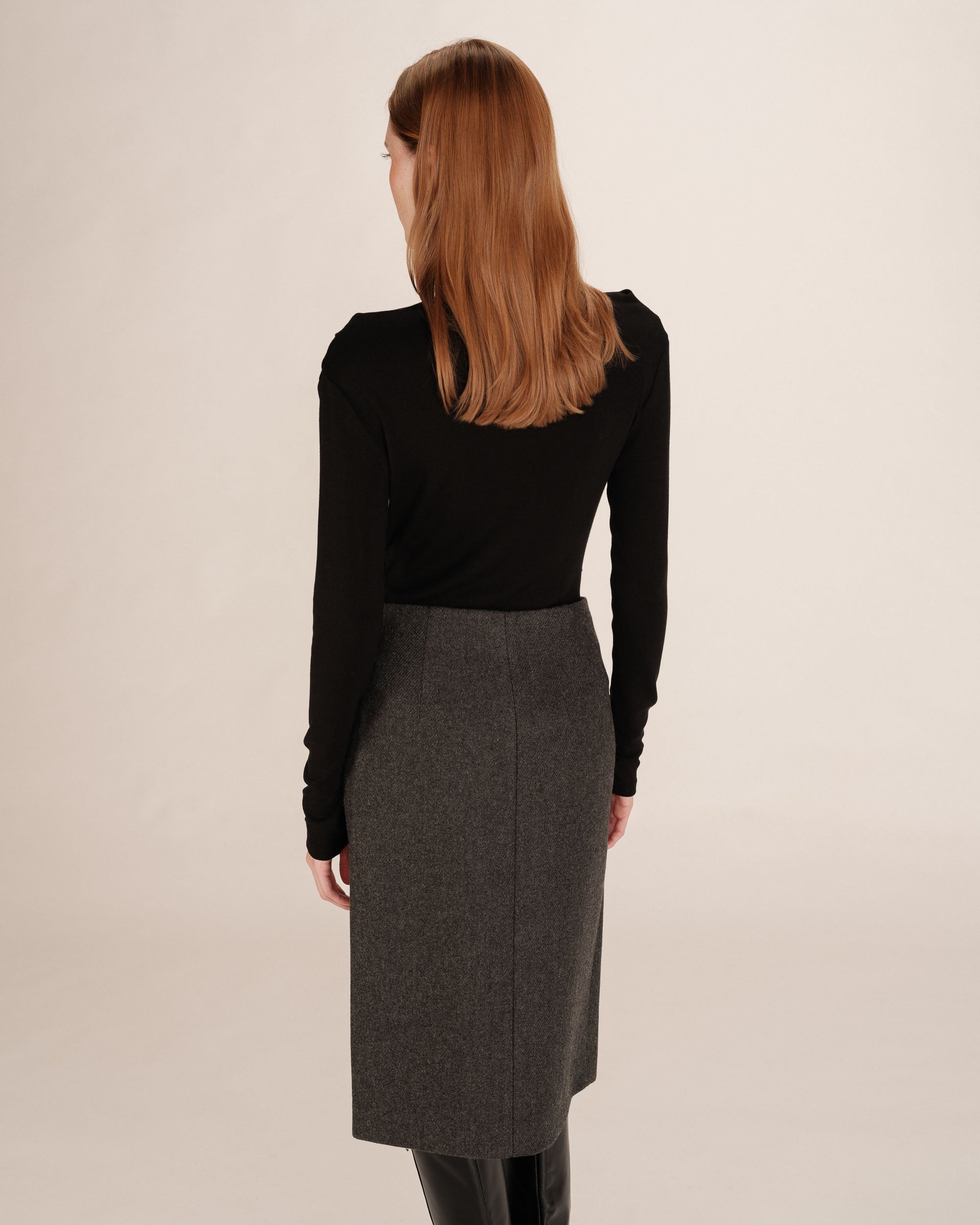 Jupe crayon en laine anthracite Tonya