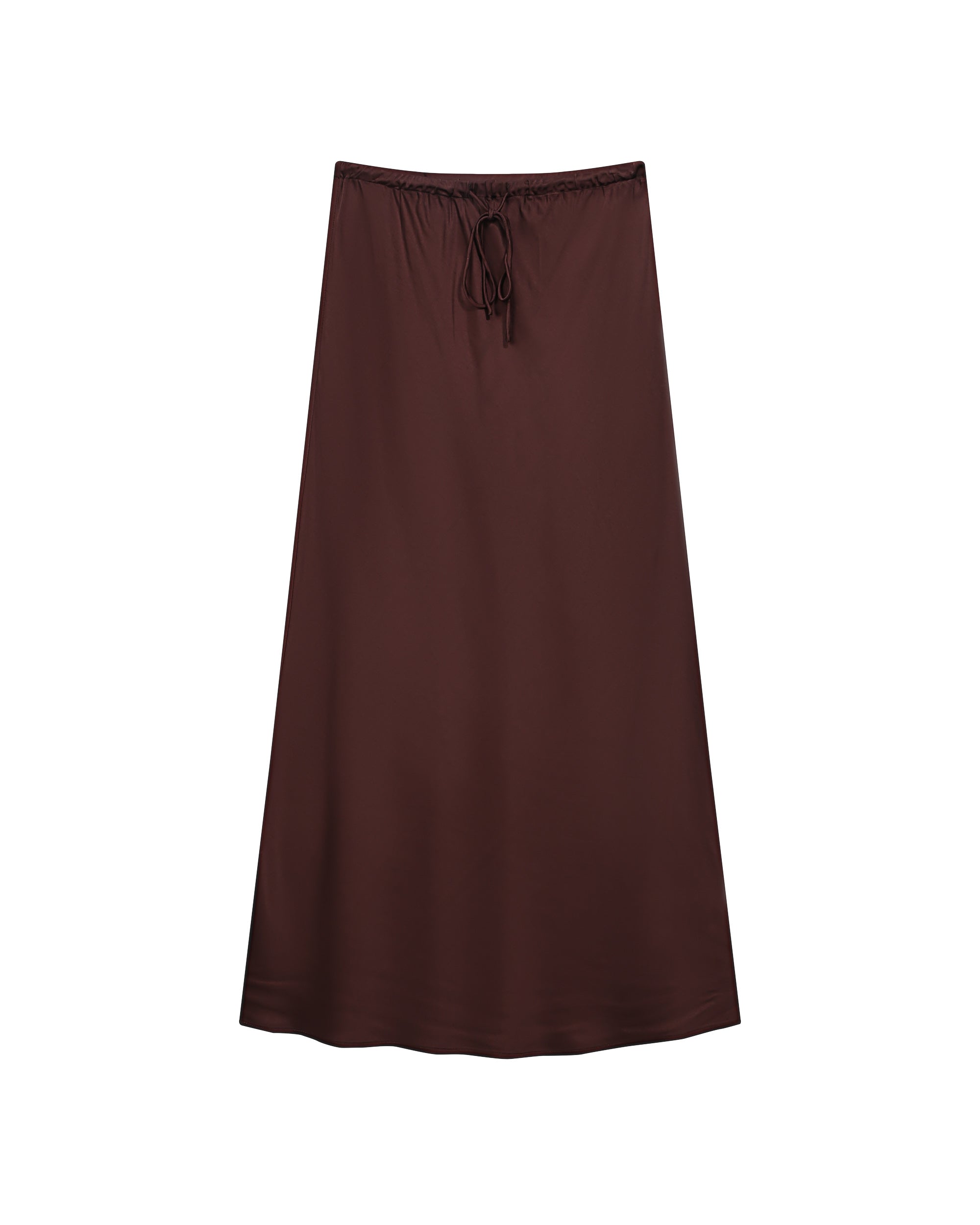 Jupe longue en satin chocolat Talmas