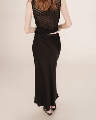 Jupe longue en satin noir Talmas