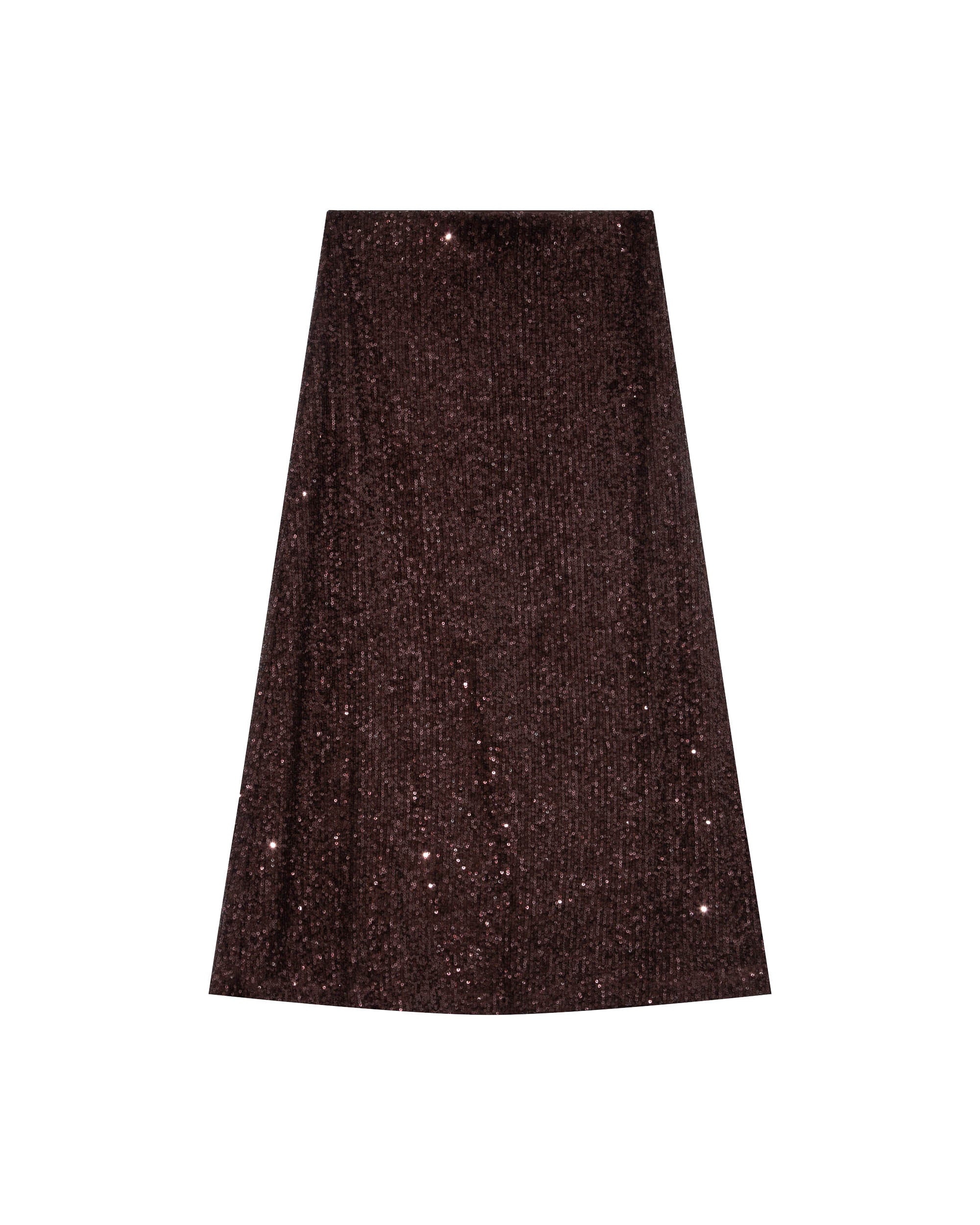 Jupe longue en sequins chocolat Tailana