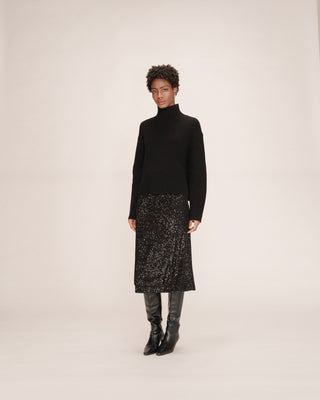 Jupe longue en sequins noir Tailana