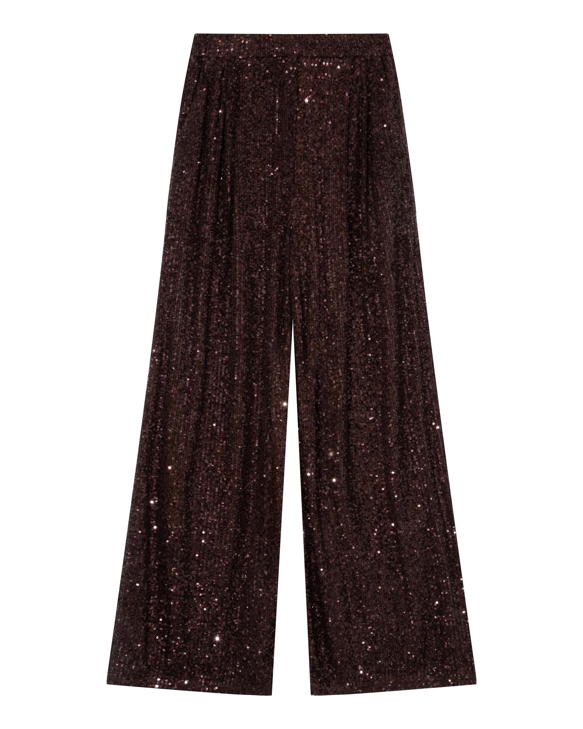 Pantalon large en sequins chocolat Toby