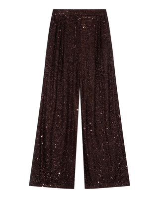 Pantalon large en sequins chocolat Toby