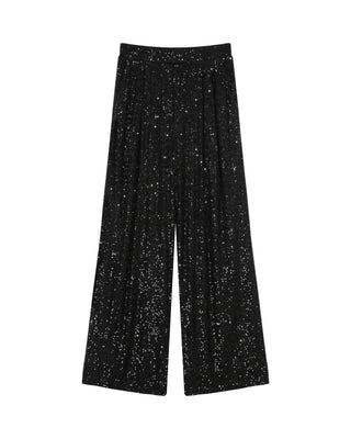 Pantalon large en sequins noir Toby