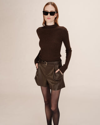 Short simili cuir chocolat Travis