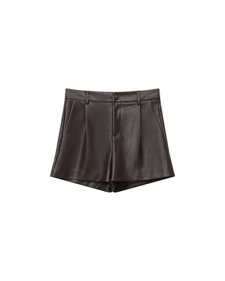 Short simili cuir chocolat Travis
