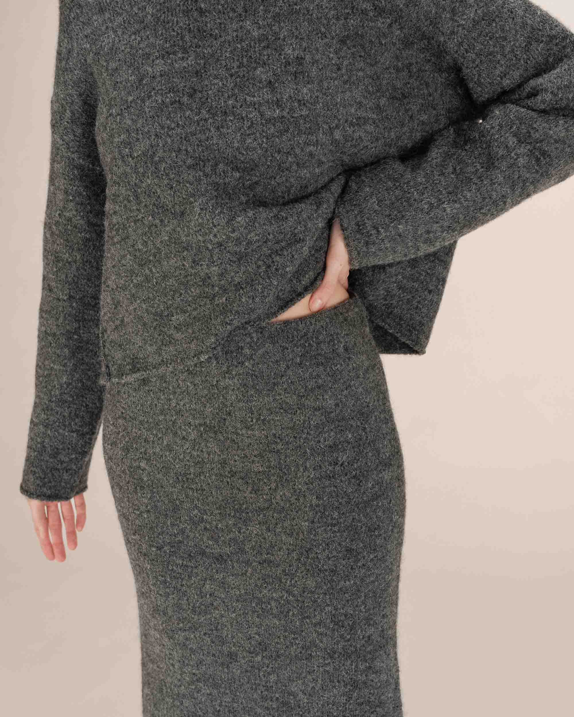 Jupe crayon en maille anthracite Toundra