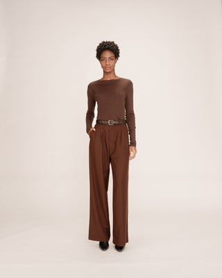 Top transparent en jersey chocolat Toni