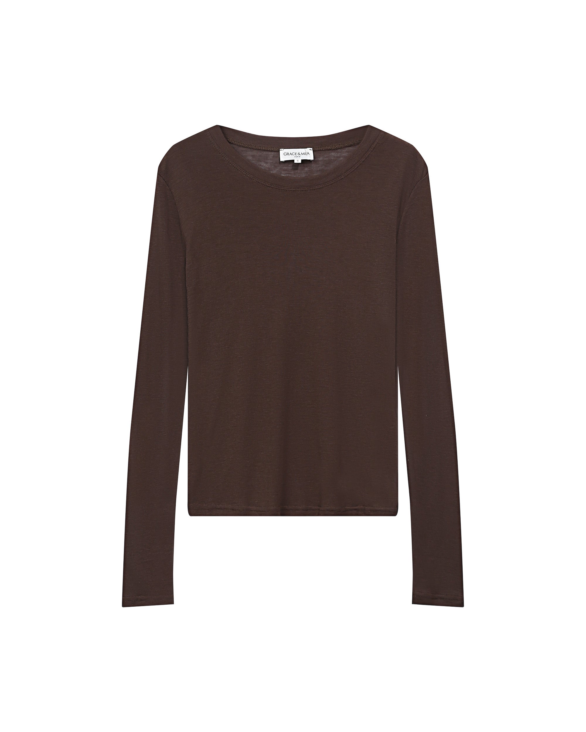 Top transparent en jersey chocolat Toni