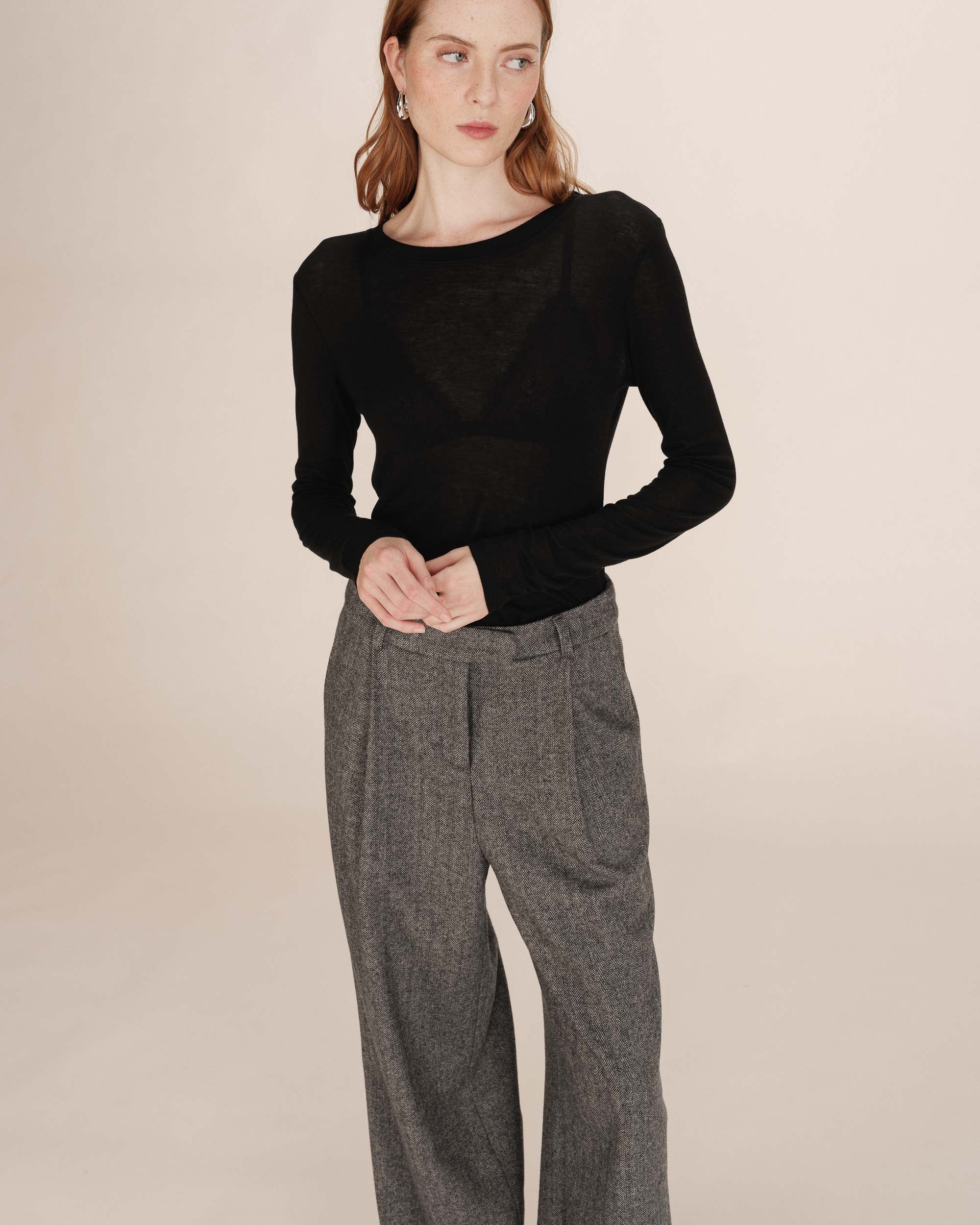 Top transparent en jersey noir Toni