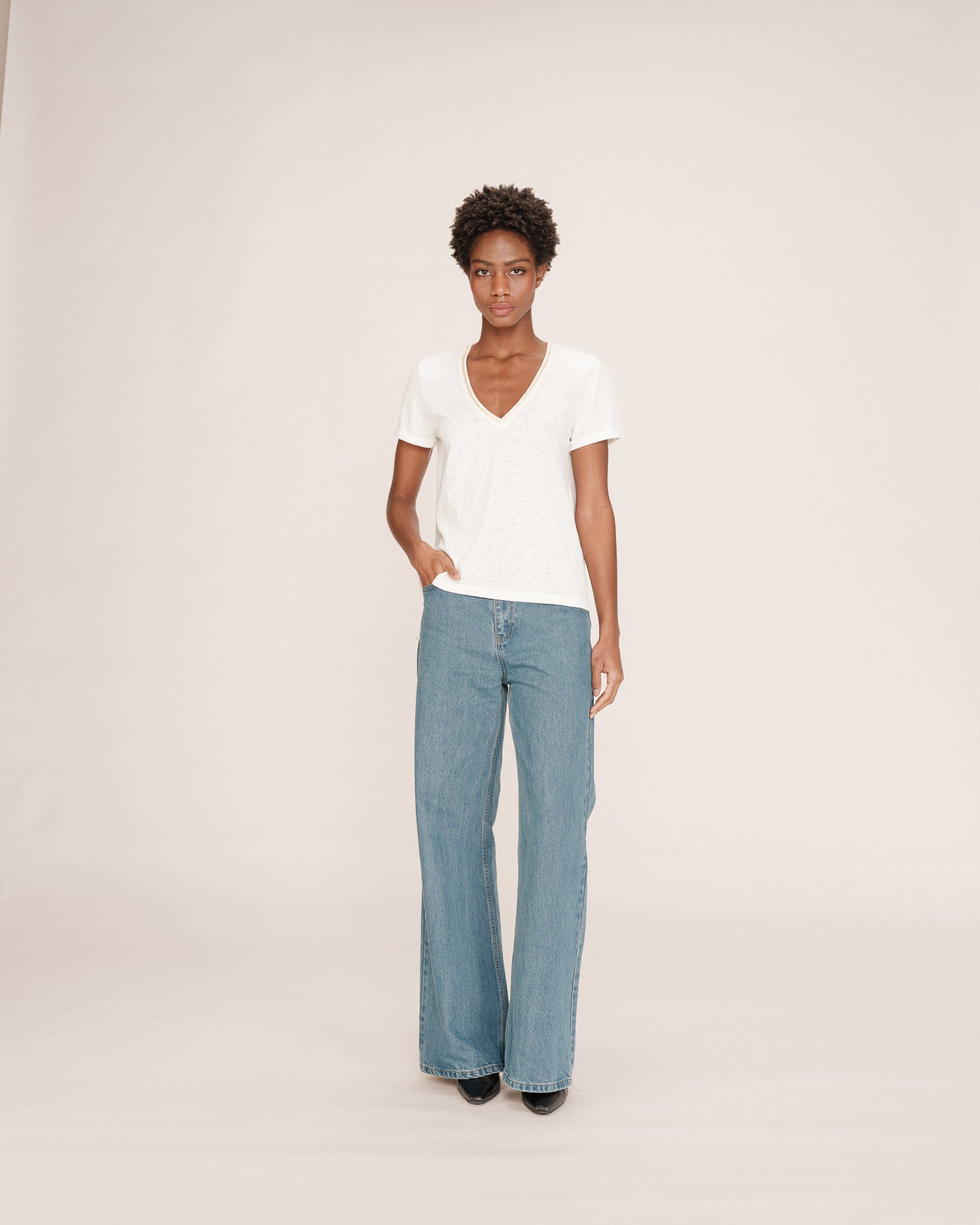 Top encolure en lurex ivoire Tim