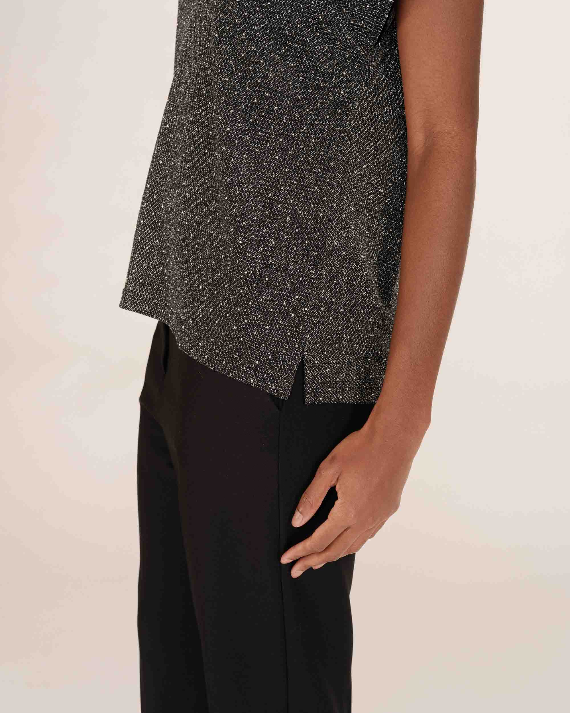 Top col v en lurex argent Tango