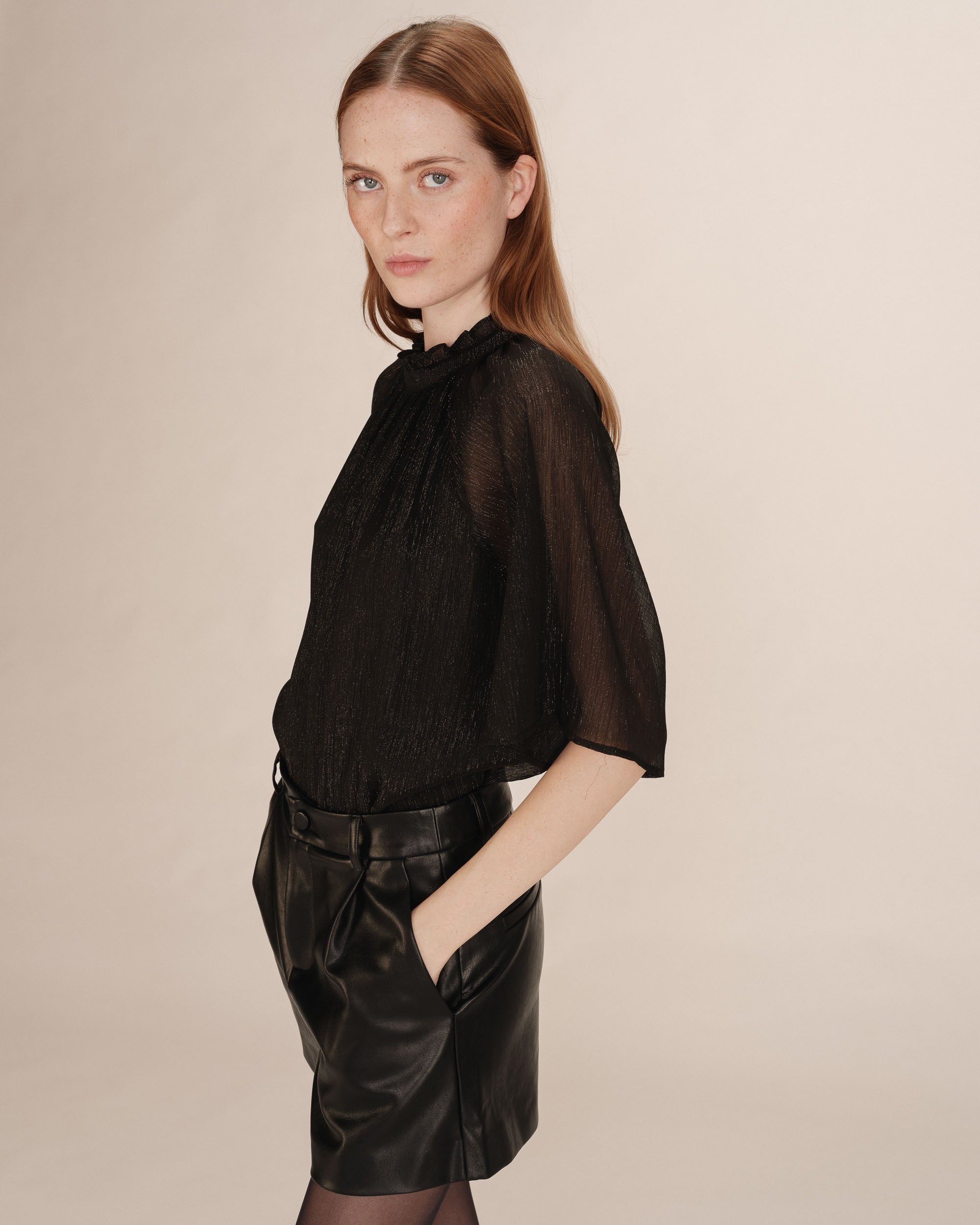 Blouse en lurex noir Topaze