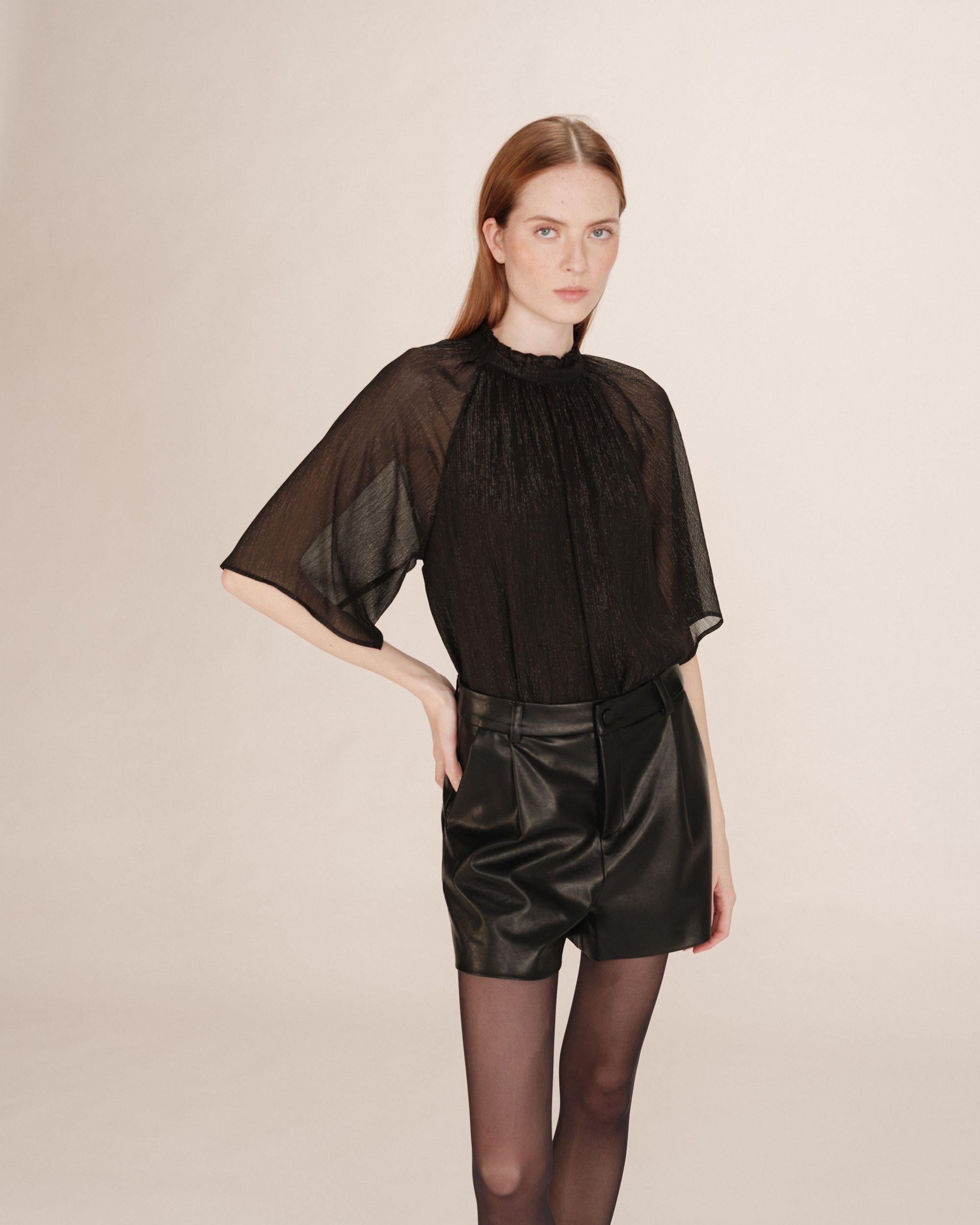 Blouse en lurex noir Topaze