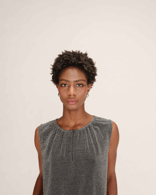 Top sans manches argent Texto