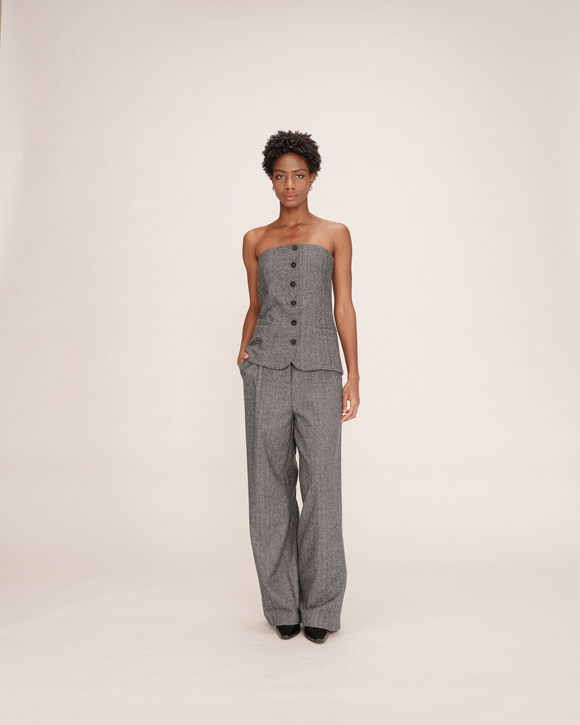 Top bustier en laine anthracite Tandem