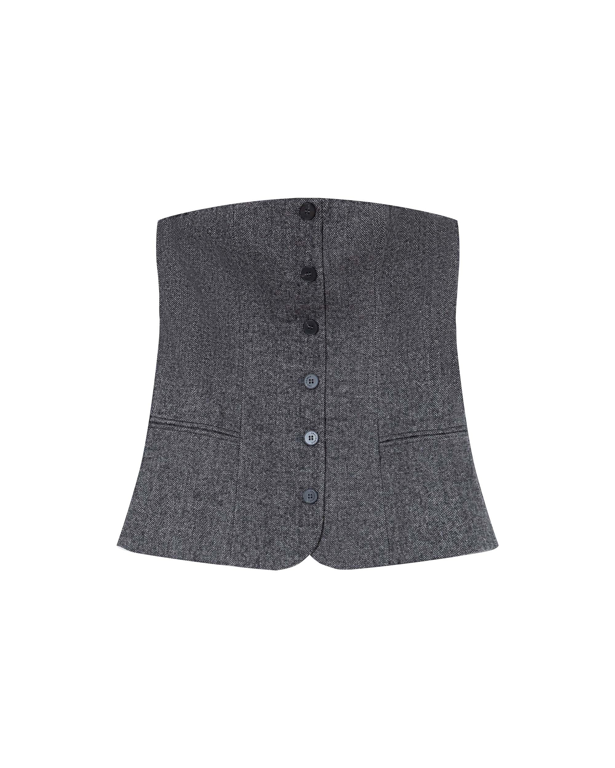 Top bustier en laine anthracite Tandem