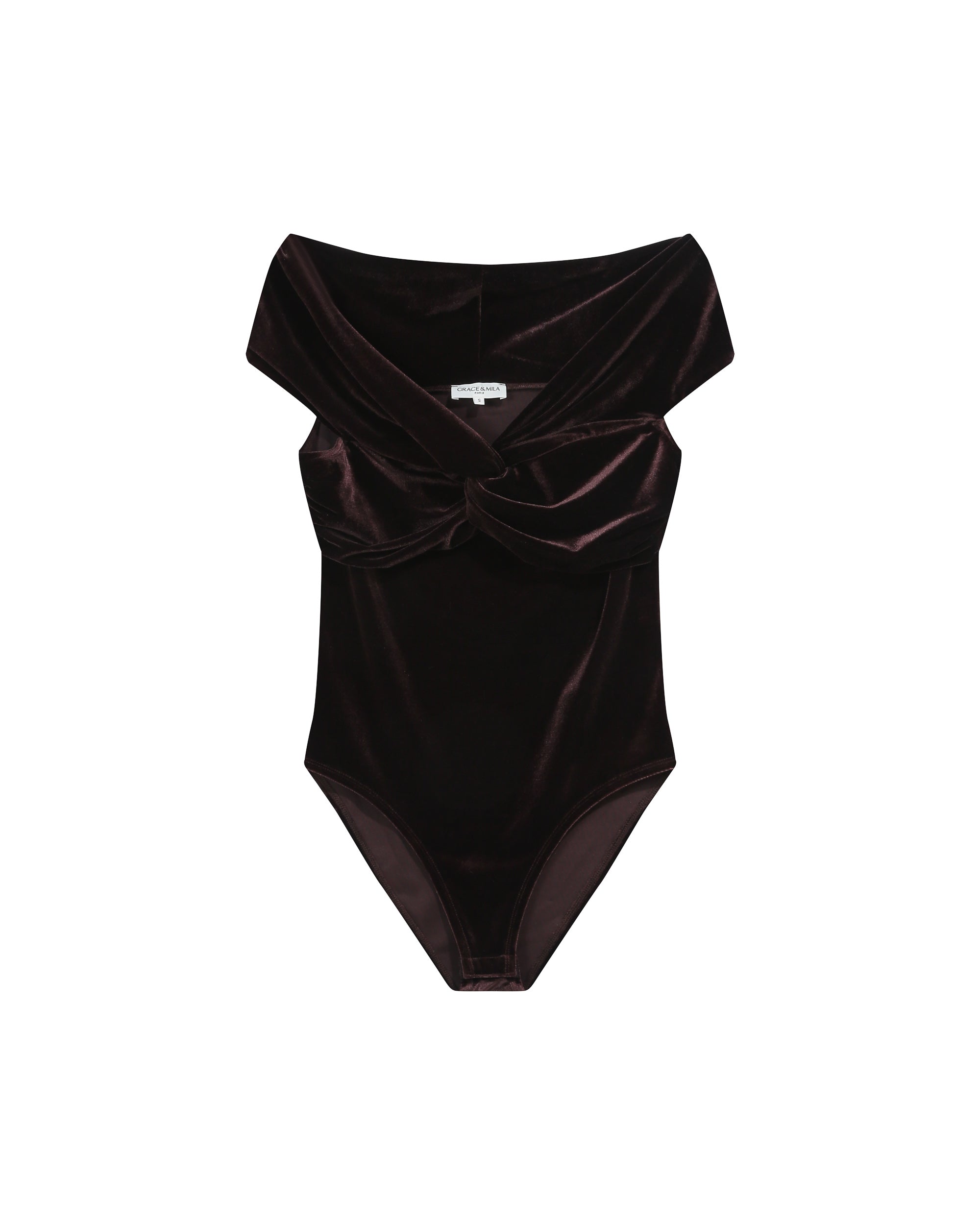 Body épaules dénudées chocolat Timeon