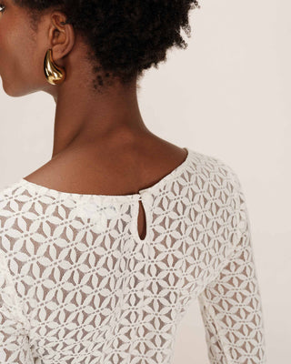 Body transparent en dentelle ecru Tanguy