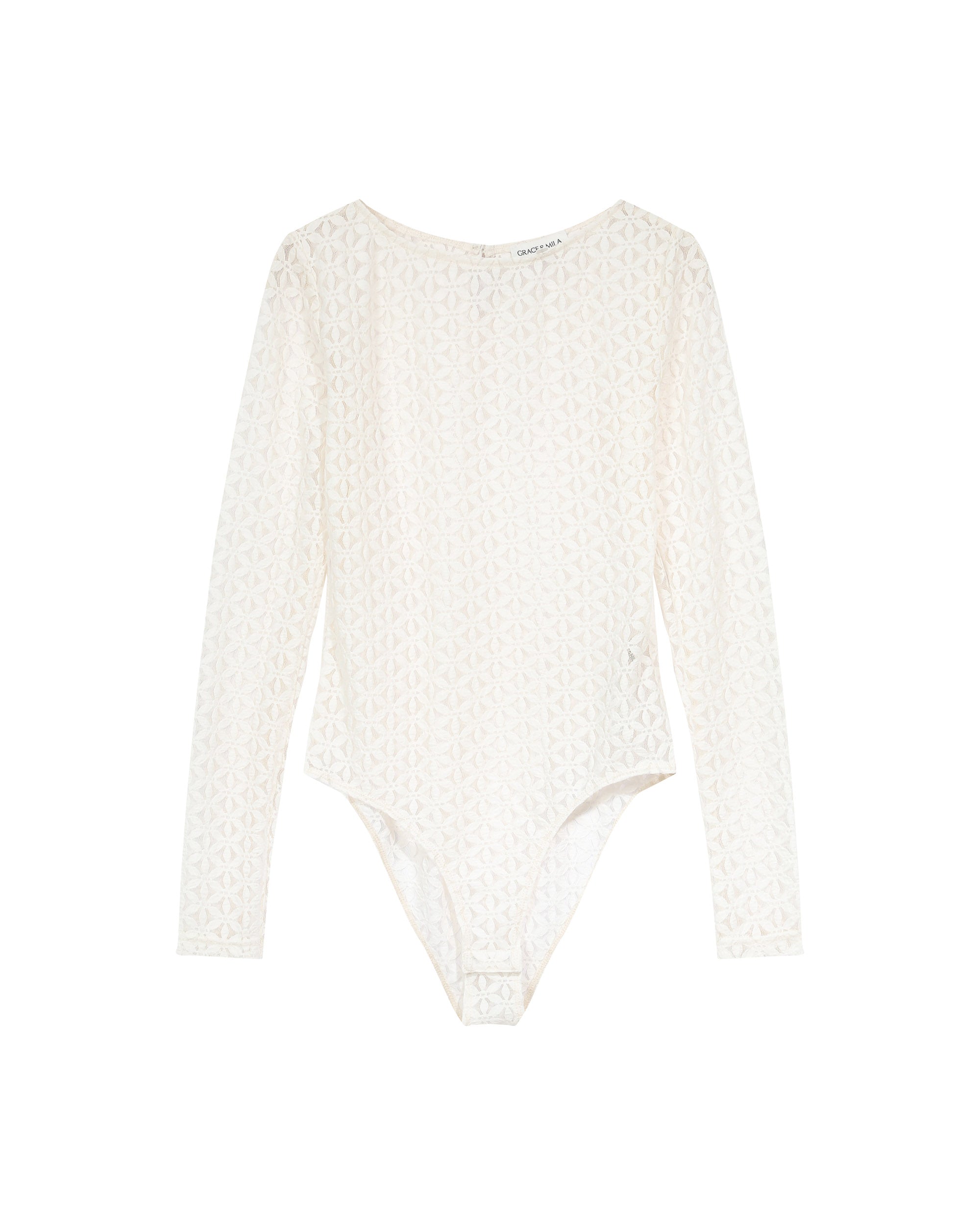 Body transparent en dentelle ecru Tanguy