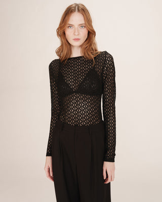 Body transparent en dentelle noir Tanguy