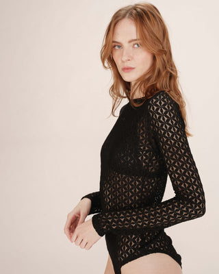 Body transparent en dentelle noir Tanguy