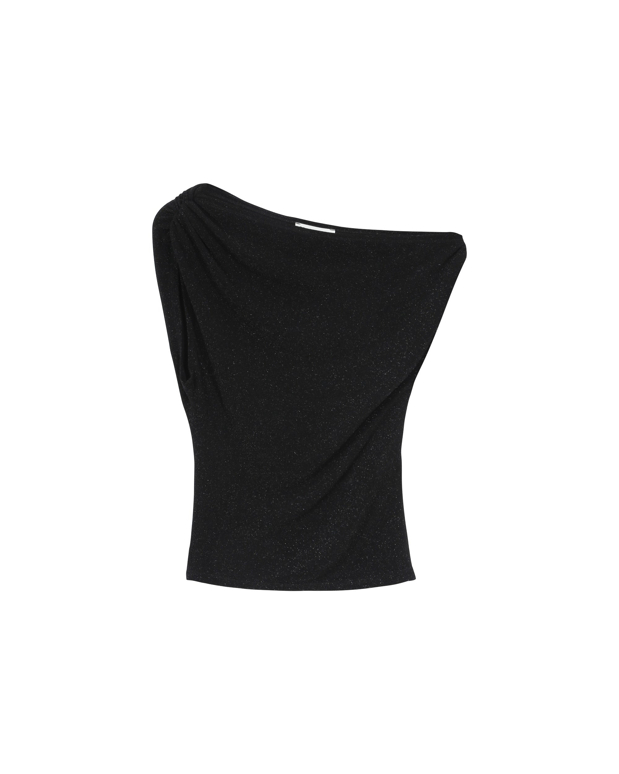 Top asymetrique en lurex noir Thao