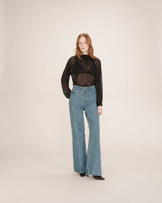 Sheer polka dot blouse black Tailly