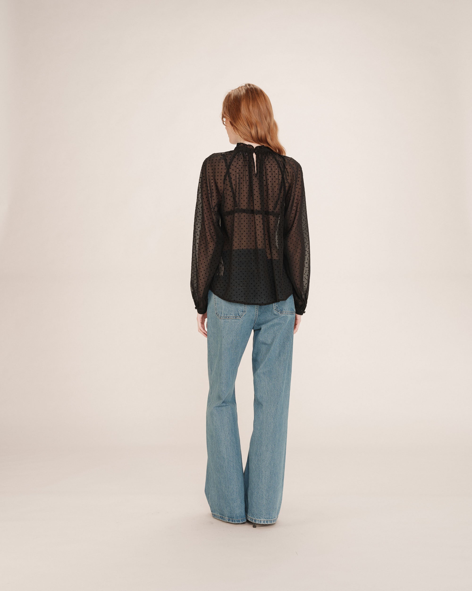 Sheer polka dot blouse black Tailly