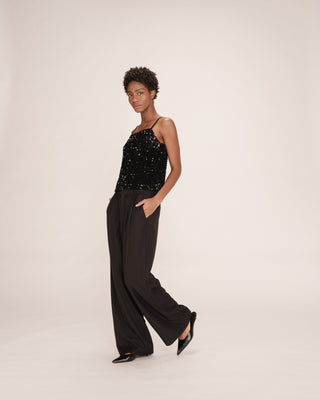 Top en velours sequins noir Twenty