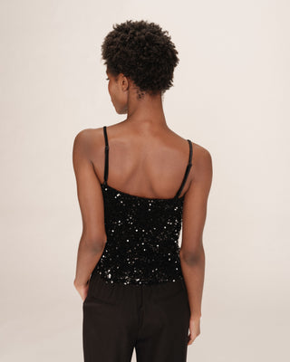 Top en velours sequins noir Twenty