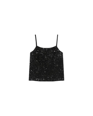 Top en velours sequins noir Twenty