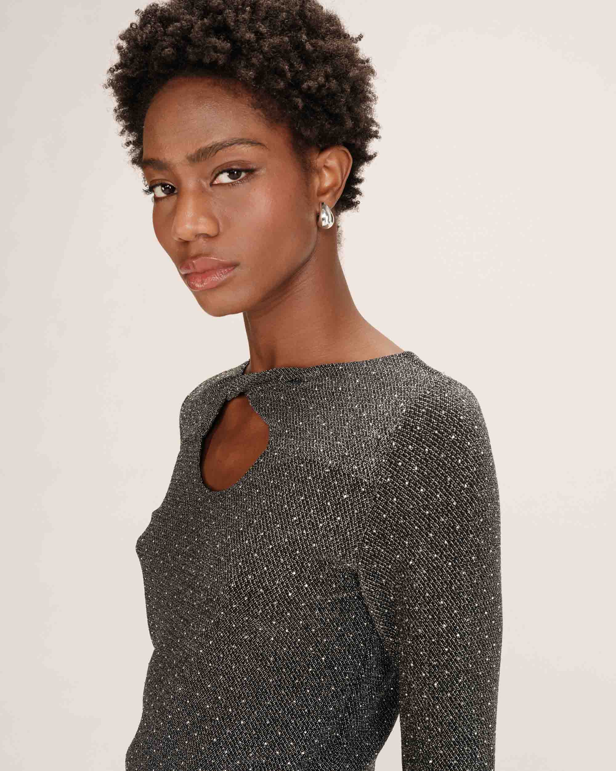 Top reversible en lurex argent Timothee