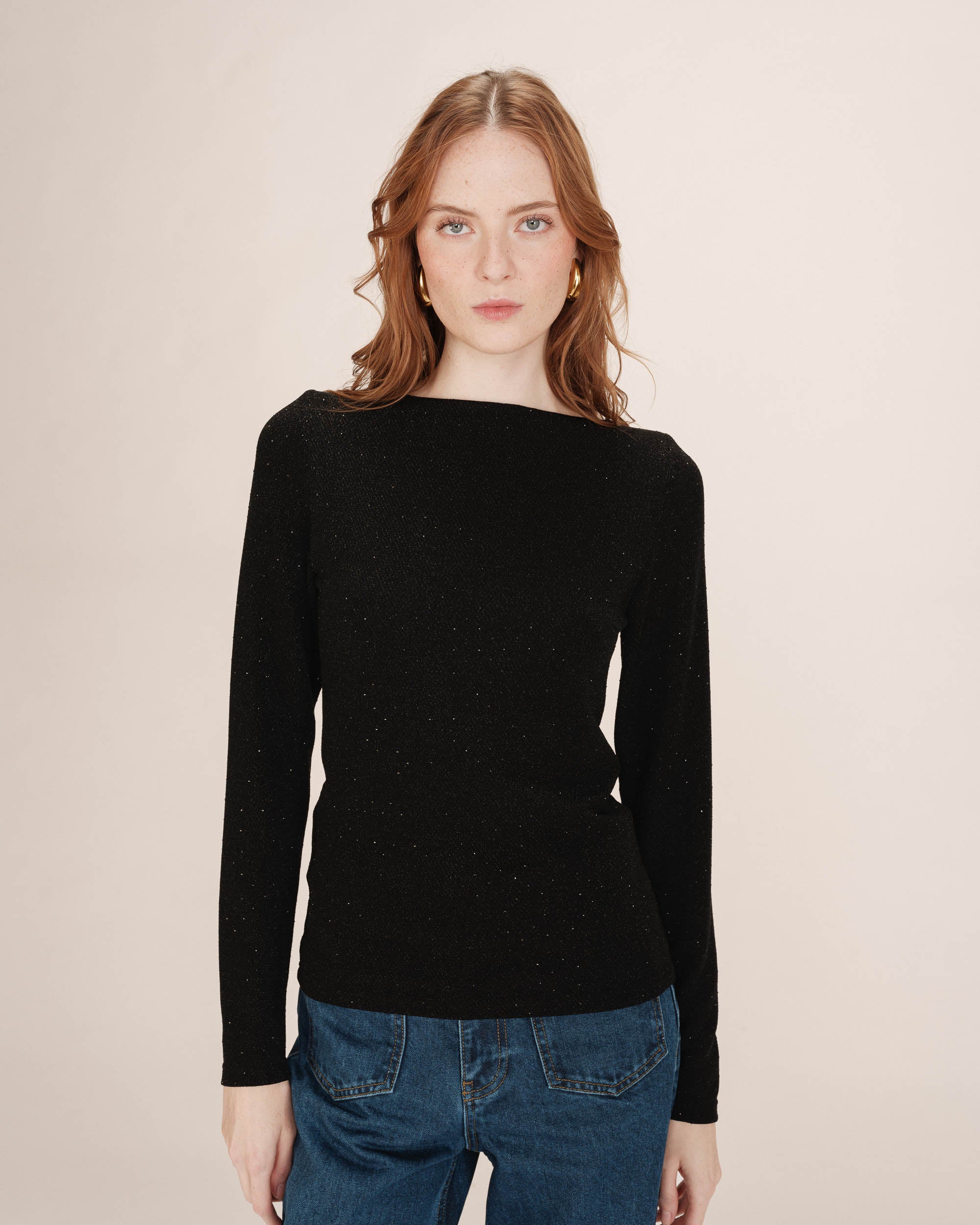 Top reversible en lurex noir Timothee