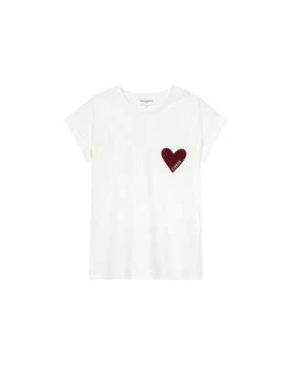 T-shirt motif coeur bordeaux Take