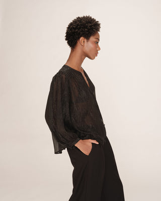 Blouse transparente lurex noir Tarzy