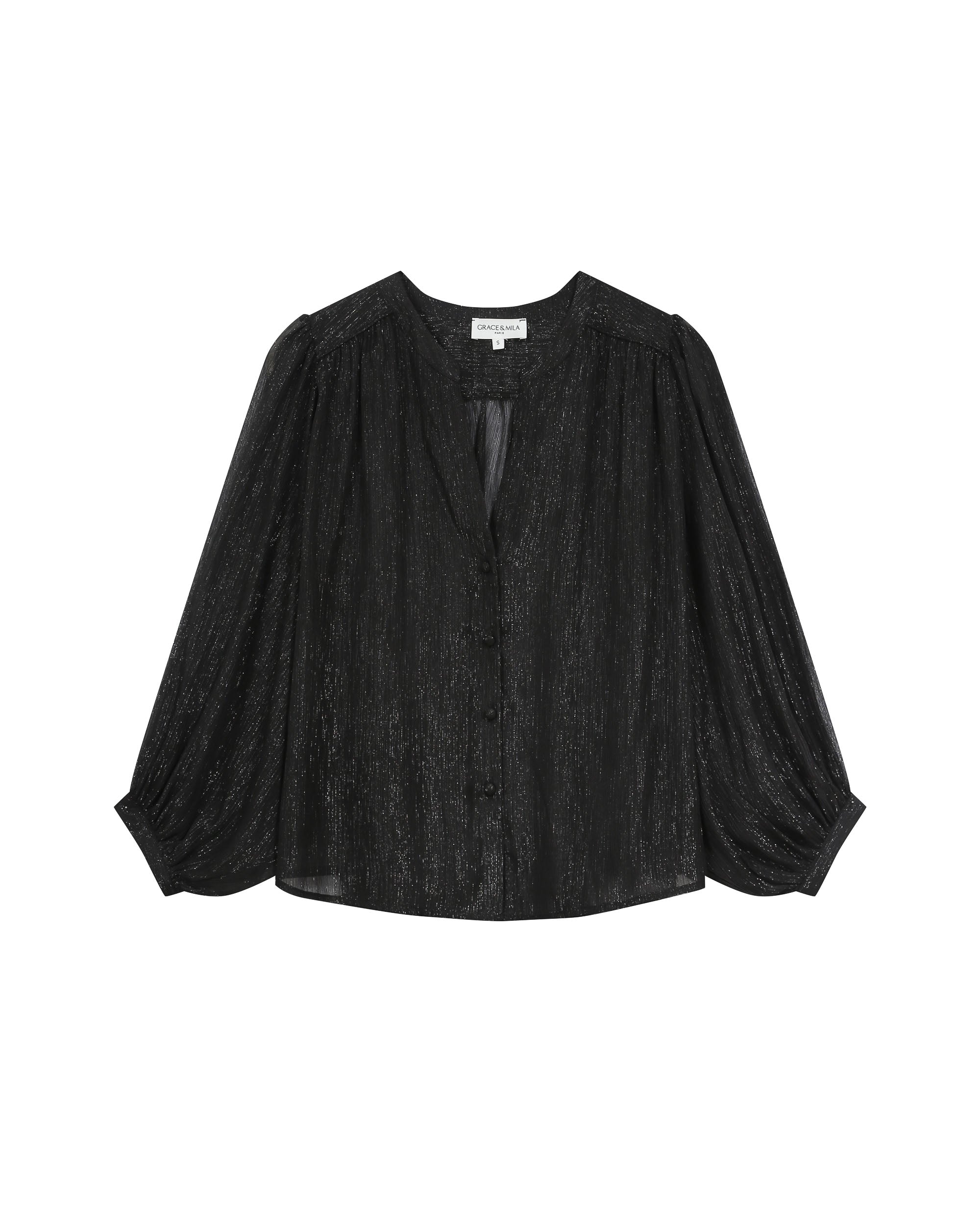 Blouse transparente lurex noir Tarzy