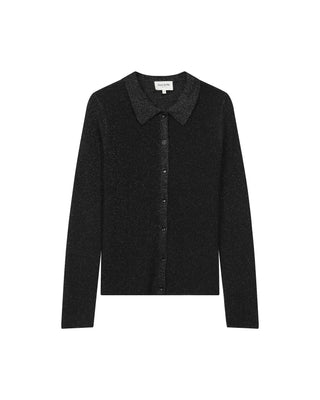 Cardigan ajusté en lurex noir Teller
