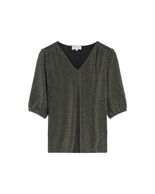 Top manches 3/4 en lurex or Timide