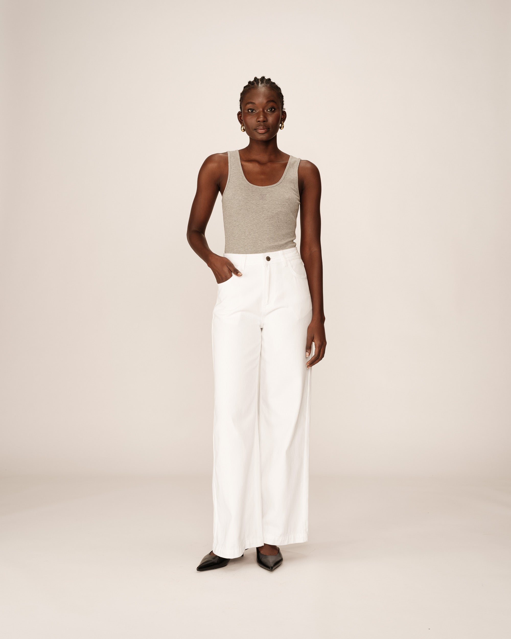 Loose jeans white James