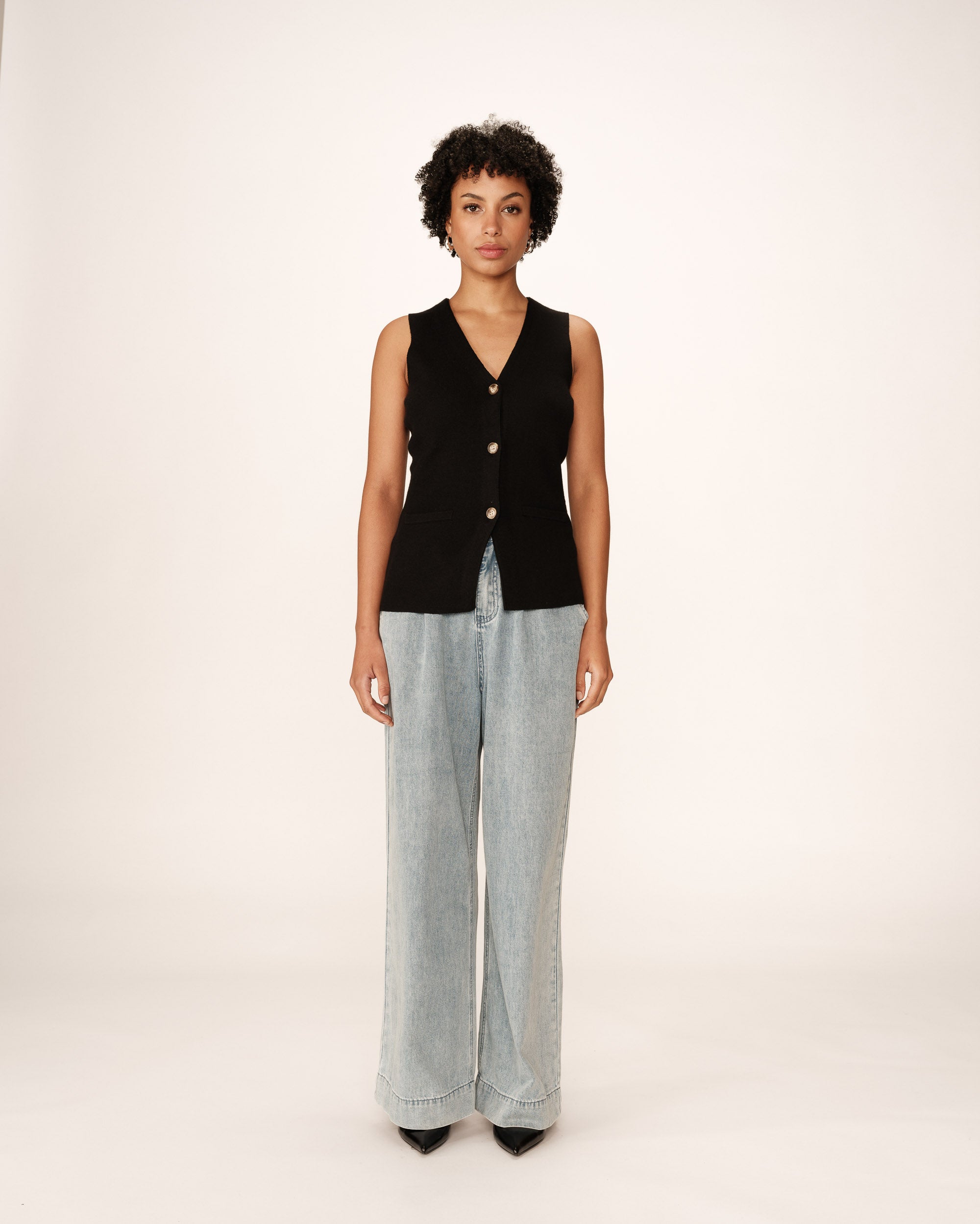 Fitted knit waistcoat black Panama